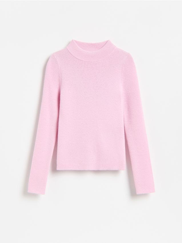 Reserved - Sweter z wełny merino - pastelowy róż