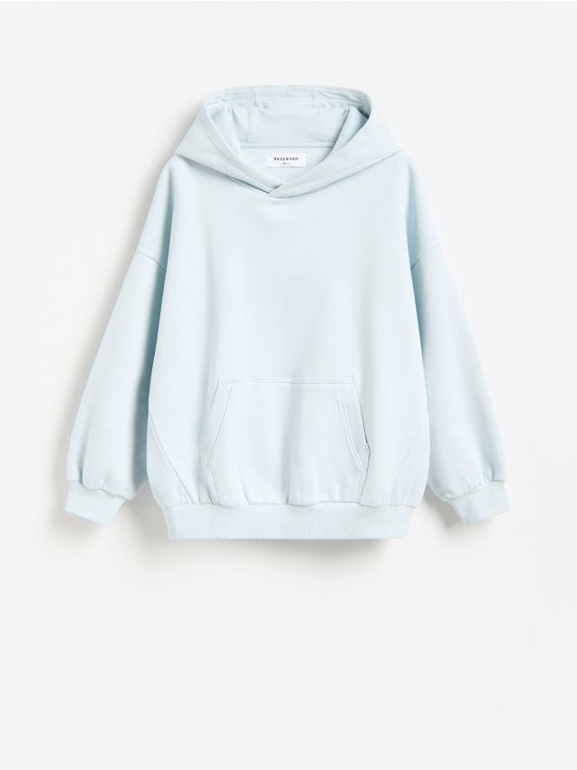 Reserved - Bluza oversize z bawełną - jasnoniebieski