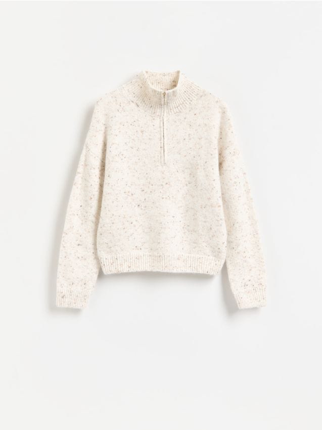 Reserved - Sweter ze stójką - złamana biel