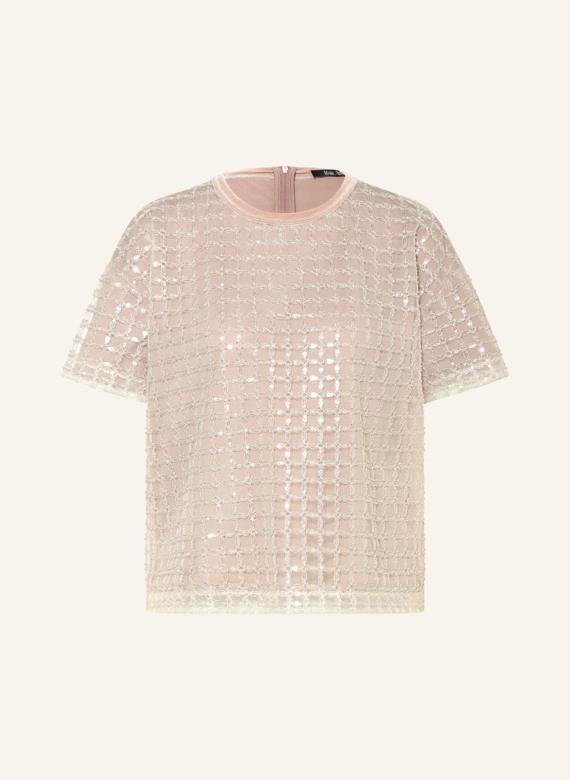 Marc Aurel Bluzka Z Siateczki Z Cekinami beige