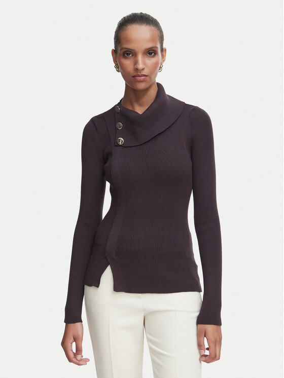 Rinascimento Sweter CFM0012355003 Brązowy ciemny Slim Fit