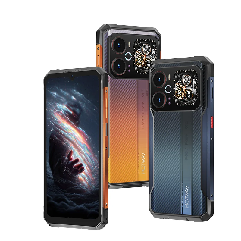 HOTWAV Cyber 18 – wytrzymały smartfon z systemem Android, siedmiordzeniowy procesor, 6,75-calowy wyświetlacz 120 Hz, dynamiczne podświetlenie RGB, aparat tylny 64 MP + przedni 16 MP + aparat do Cyber 18 Orange