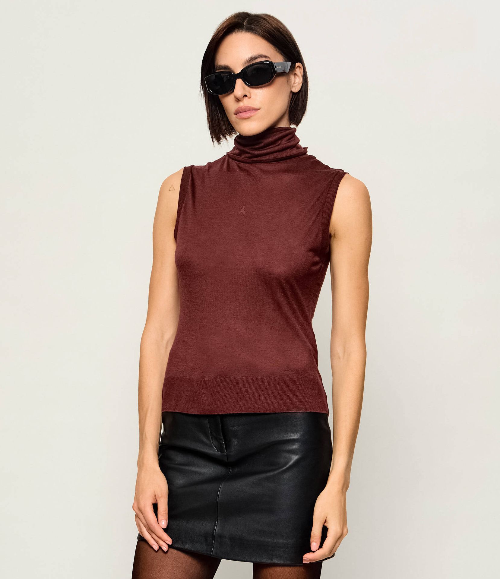 Patrizia Pepe Top Slim Fit z dodatkiem jedwabiu i kaszmiru