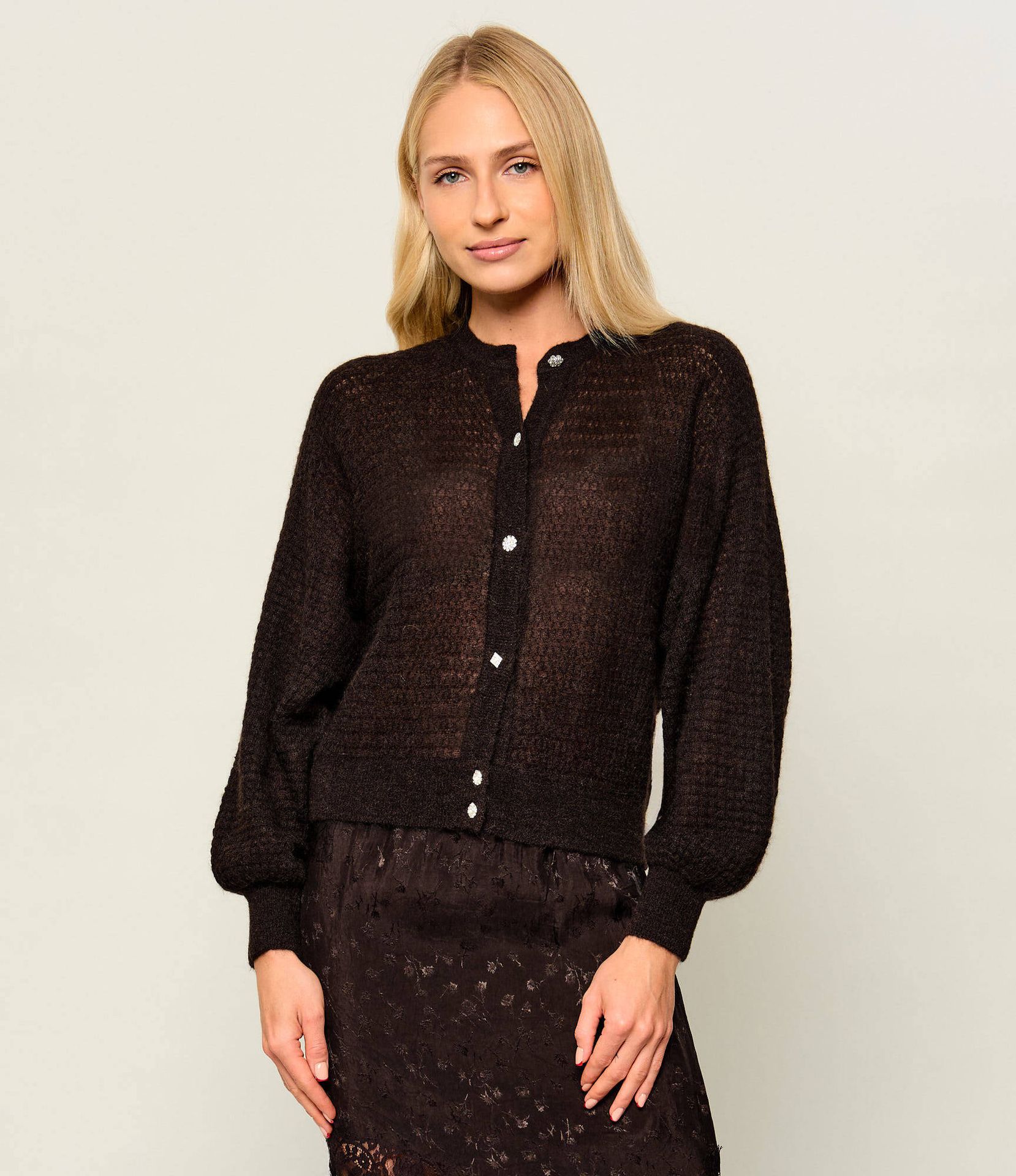 Ba&sh Wełniany kardigan Isolar Loose fit