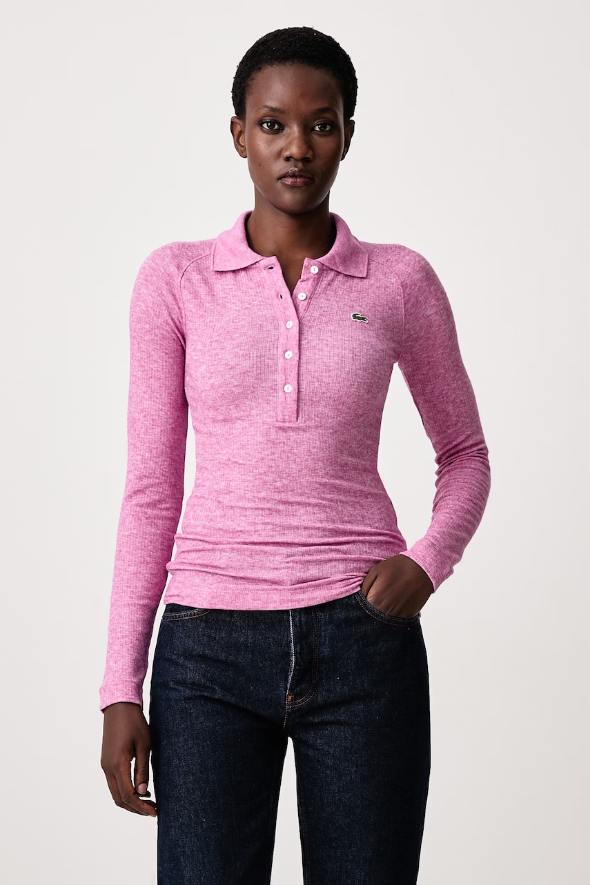 Lacoste longsleeve z dodatkiem wełny damski
