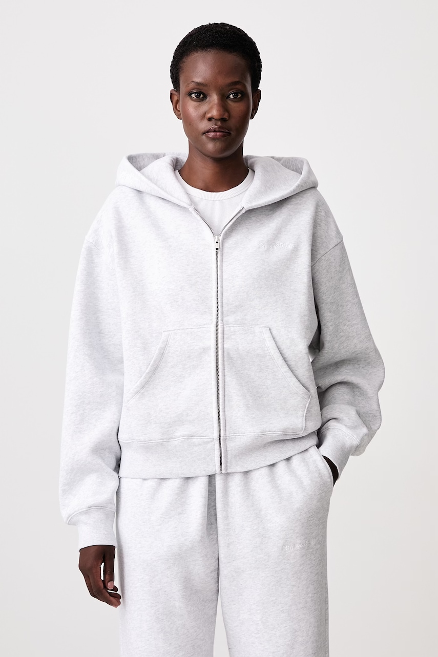 Sporty & Rich Serif Logo bluza rozpinana z kapturem bawełniana damska