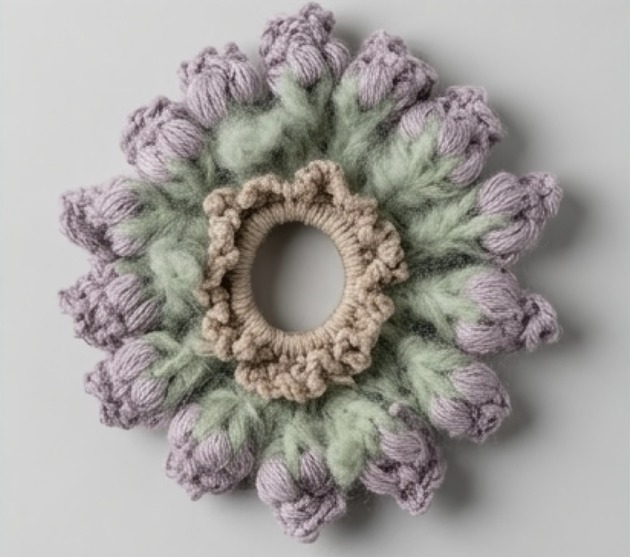 Wełniana tulipankowa scrunchie