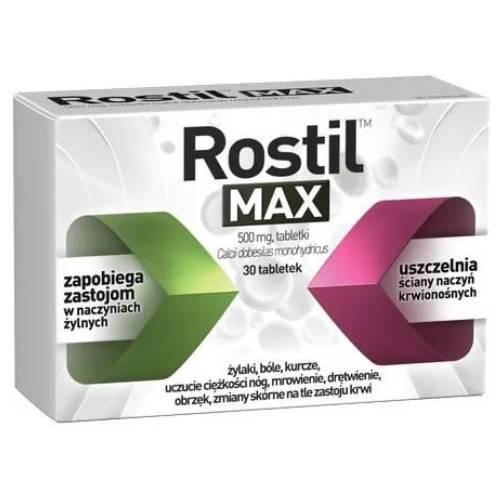 Rostil max 500 mg lek na objawy przewlekłej niewydolności żylnej, 60 tabl.