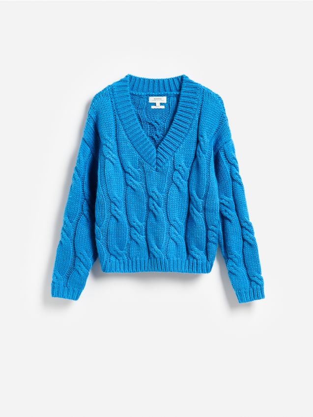 Reserved - Sweter z wełną - niebieski