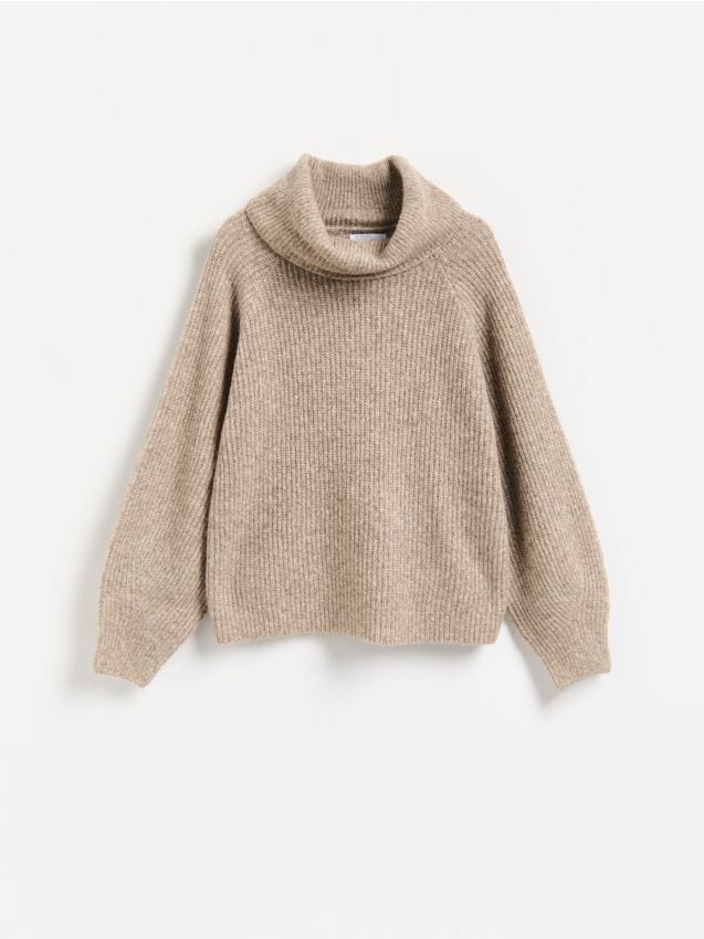 Reserved - Sweter z dodatkiem wełny - brązowy