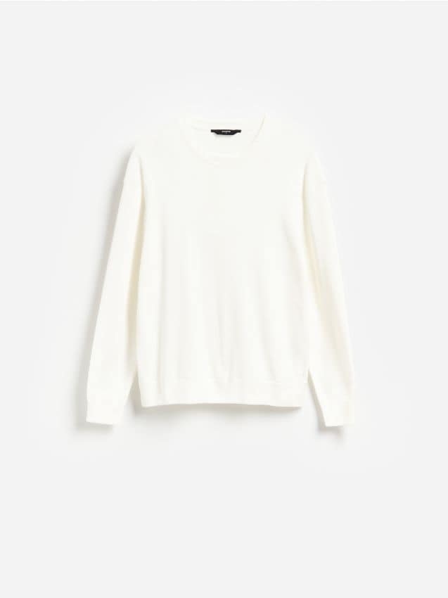 Reserved - Sweter z dodatkiem modalu - biały