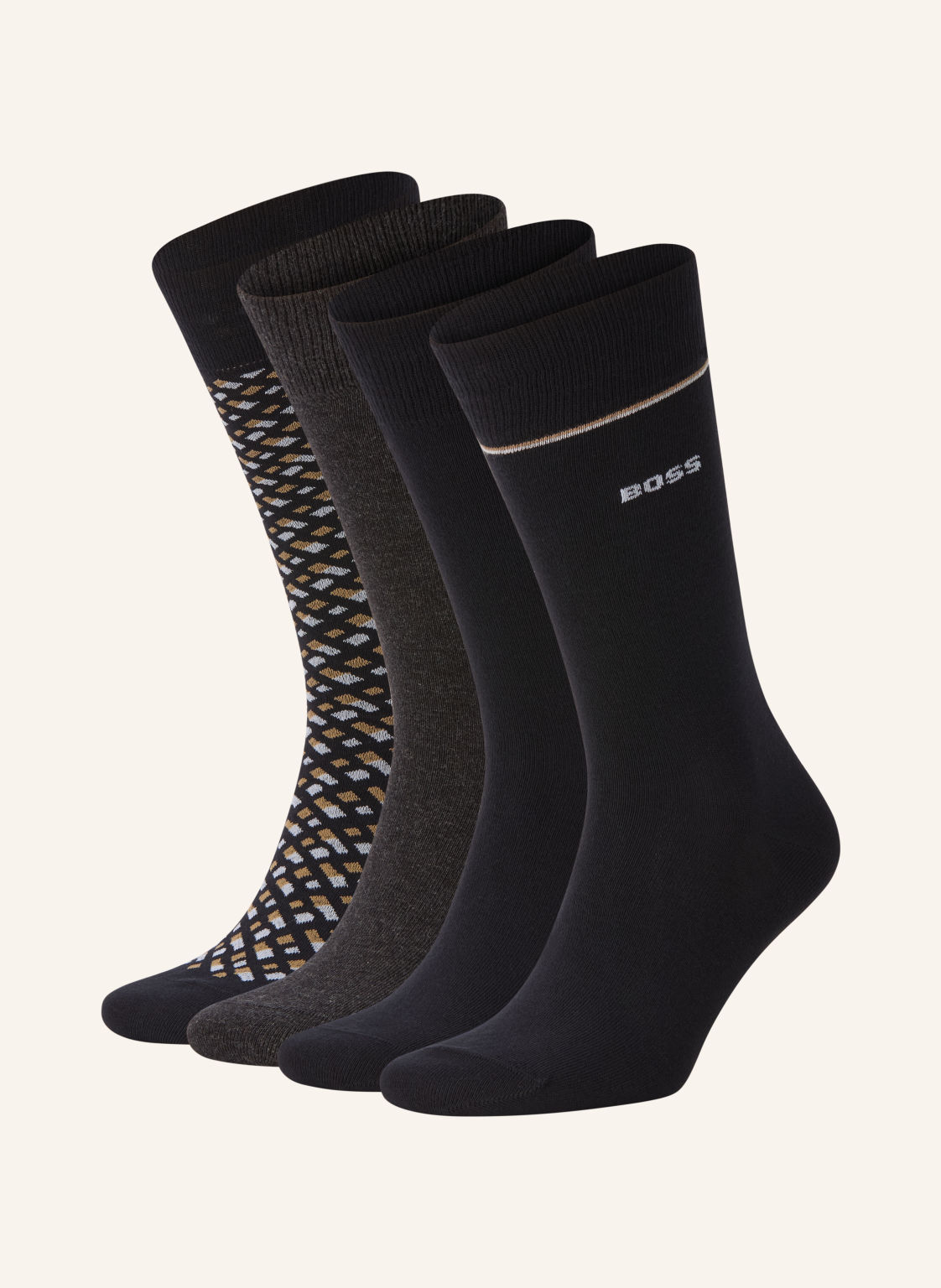 Boss Skarpety Monogram, 4 Pary, W Pudełku Prezentowym schwarz