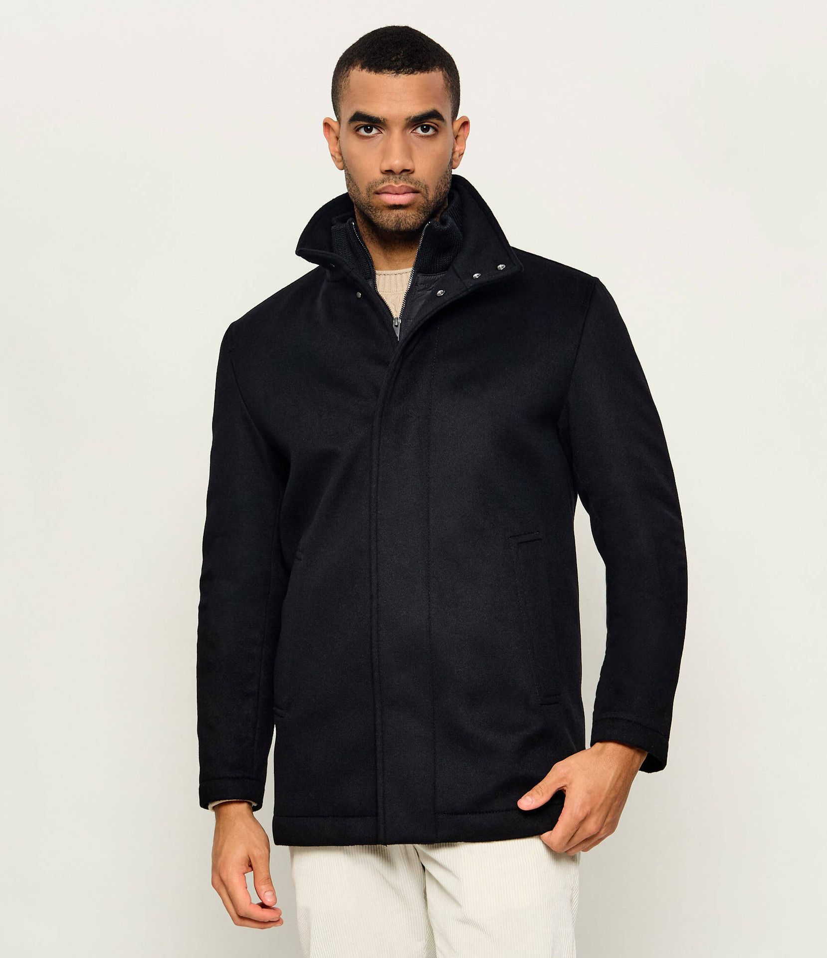 BOSS BLACK Wełniany płaszcz H-Coxtan-Bib-264 z dodatkiem kaszmiru