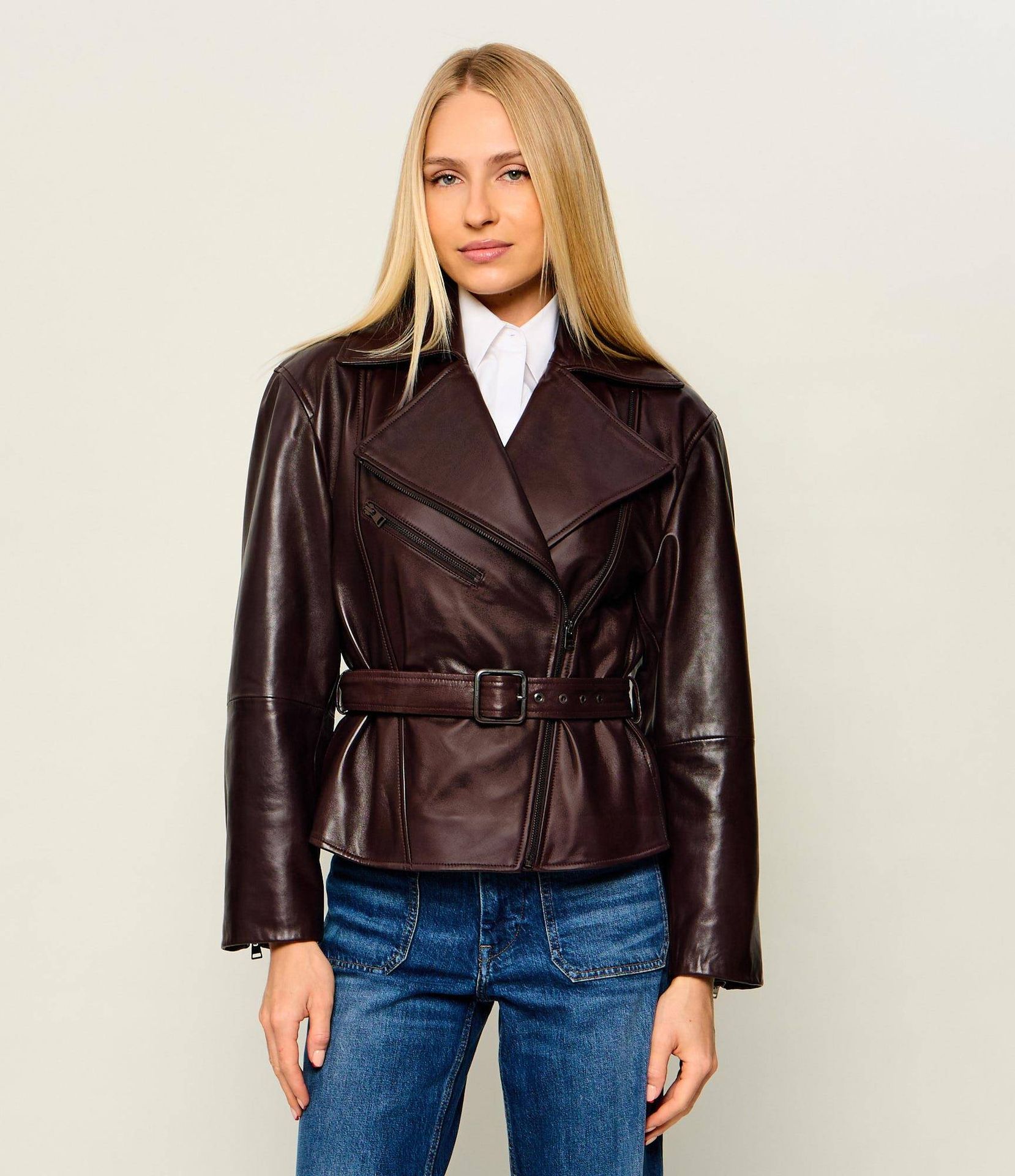 HUGO Skórzana ramoneska Laurila Oversize fit