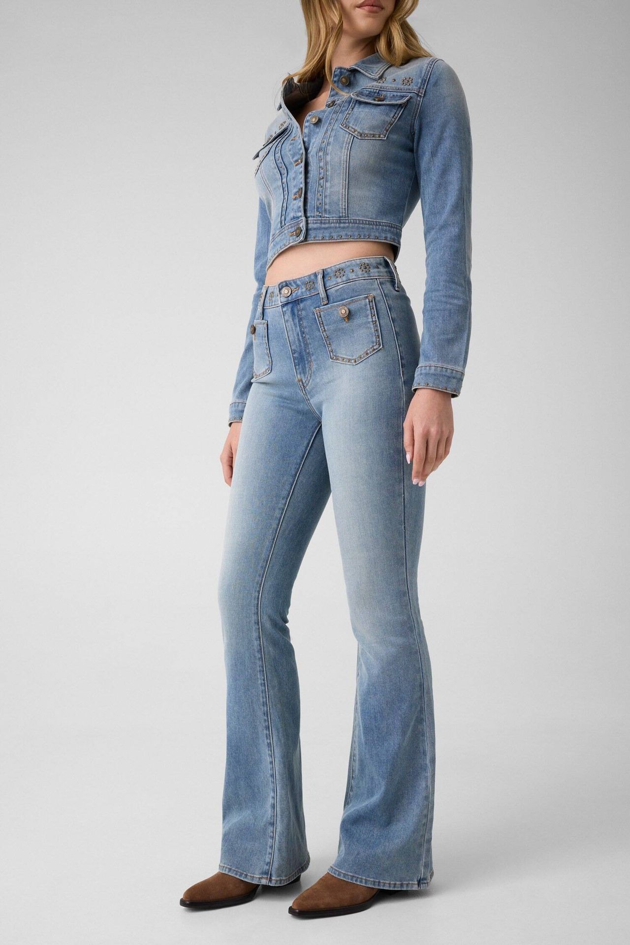 GUESS Jeansy Belle flare fit high rise
