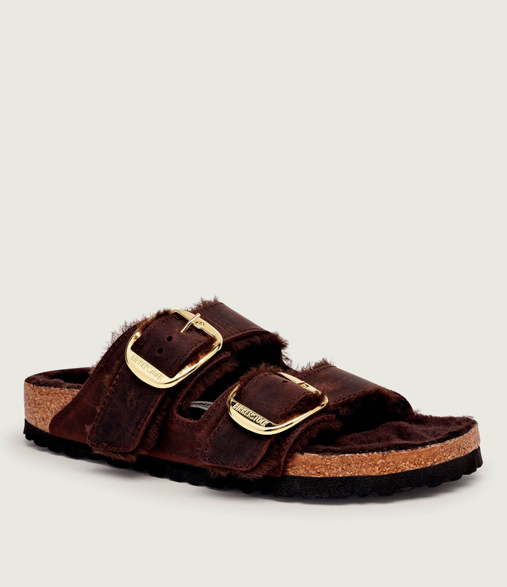 Birkenstock Skórzane klapki Arizona Big Buckle shearling z dodatkiem wełny