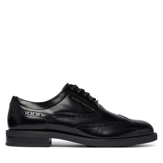 Półbuty Tommy Hilfiger Lth Abrasivato Brogue Shoe FM0FM06078 Czarny