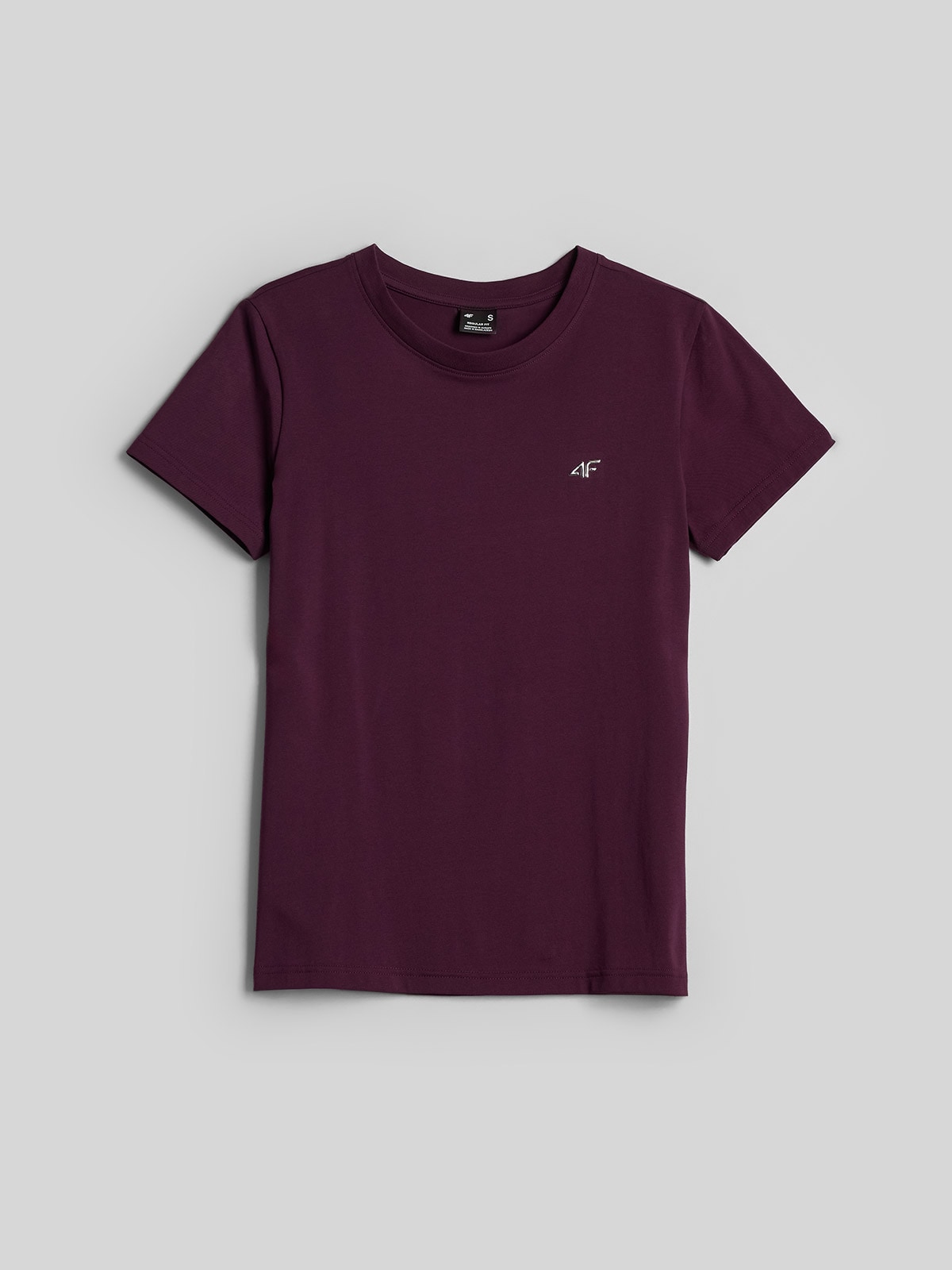 4F T-shirt regular gładki damski - fioletowy XS