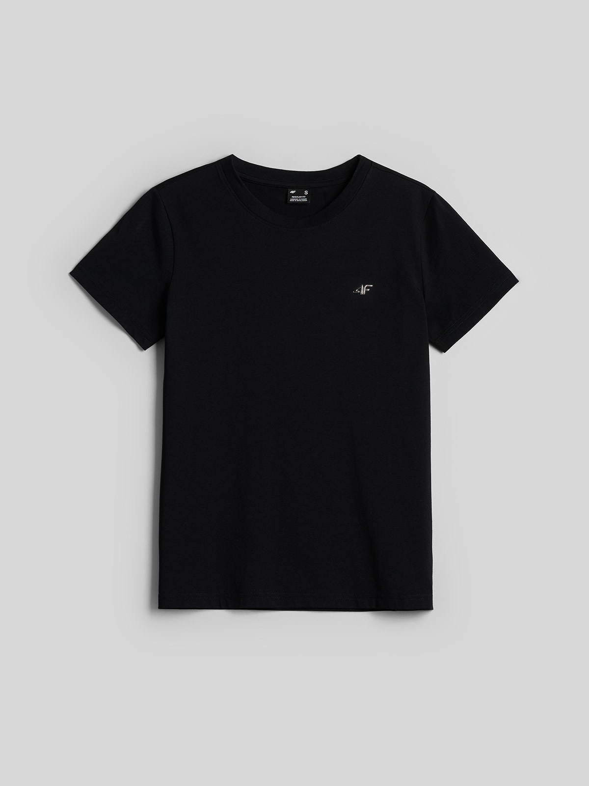 4F T-shirt regular gładki damski - czarny XS