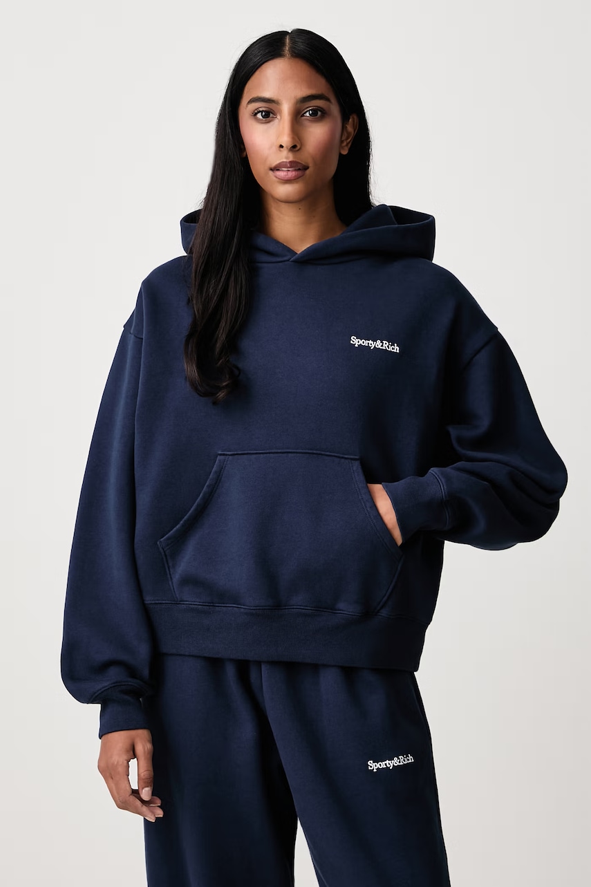 Sporty & Rich Serif Logo bluza z kapturem bawełniana damska