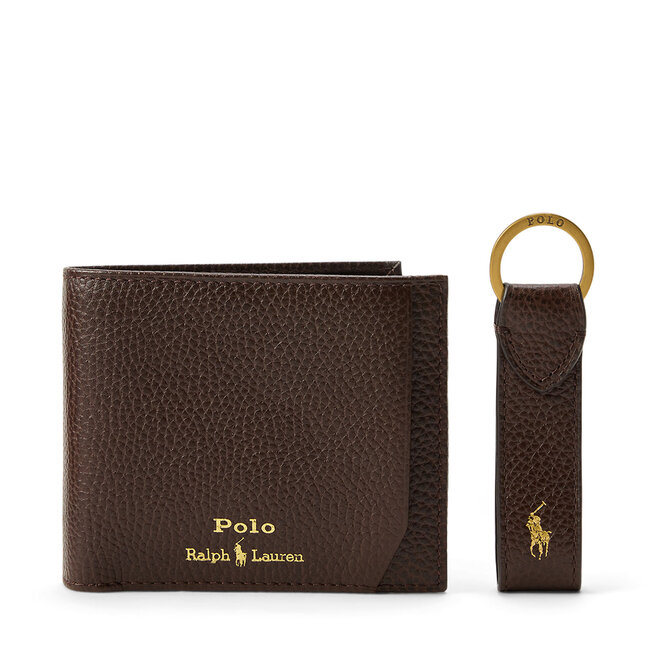 Zestaw portfel i brelok Polo Ralph Lauren Pbl Gftbx 2-Gbx 405974635002 Brązowy ciemny