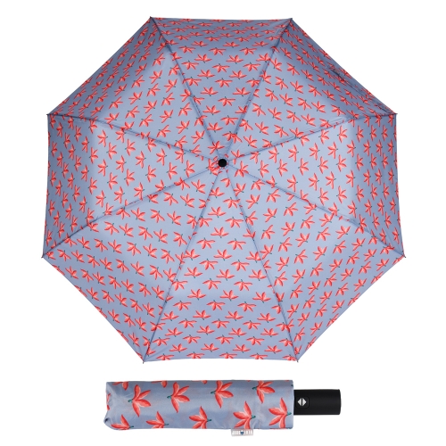 Parasol Damski Składany Niebieski w Kwiaty Czerwone Automatyczny