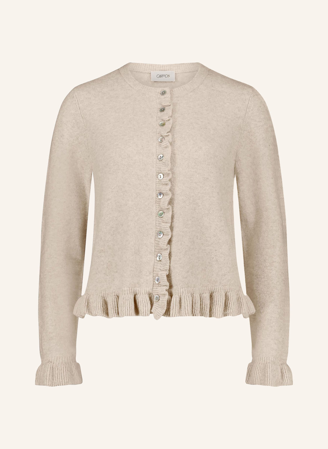 Cartoon Kardigan Z Falbankami beige