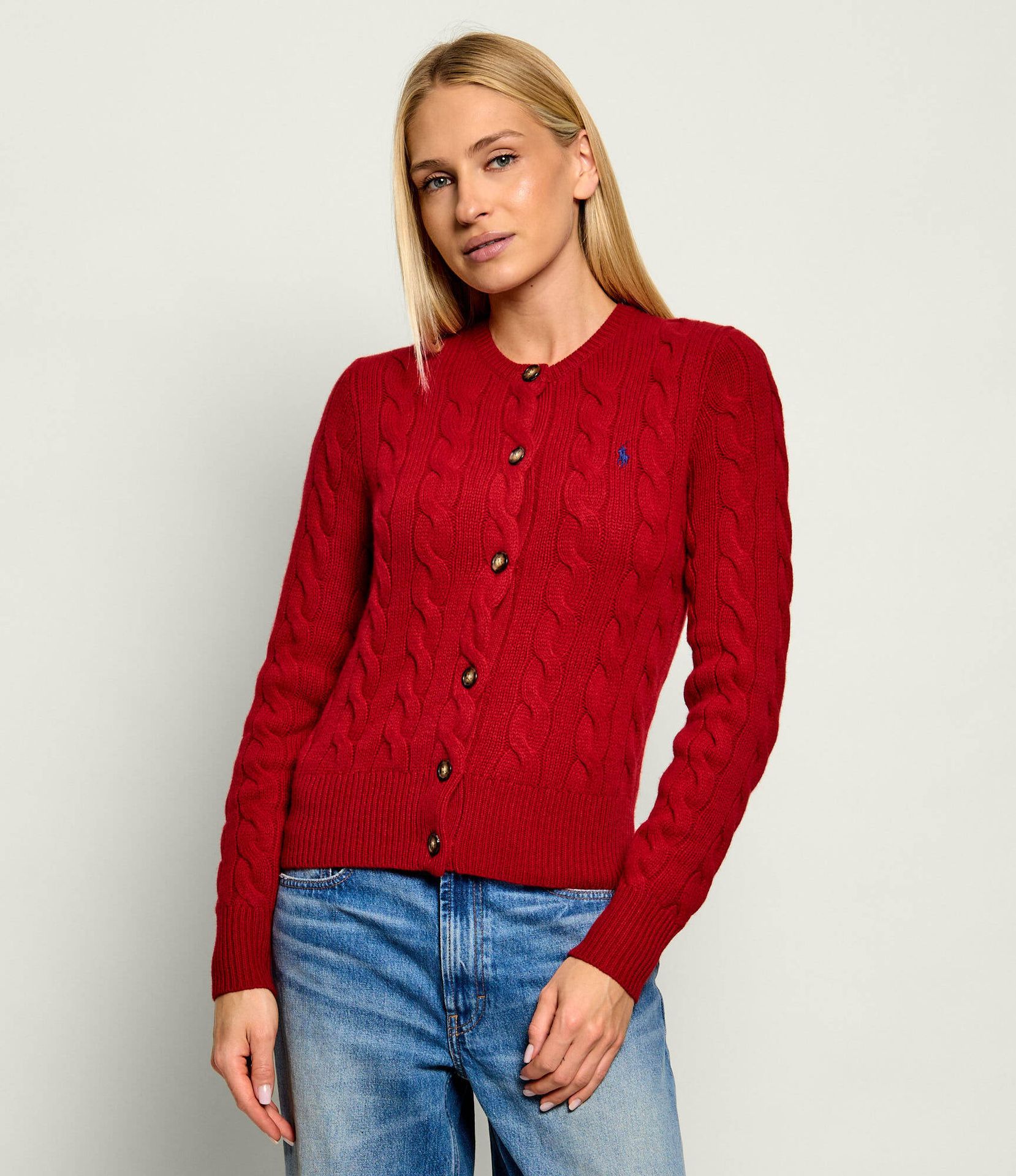 POLO RALPH LAUREN Wełniany kardigan Slim Fit z dodatkiem kaszmiru