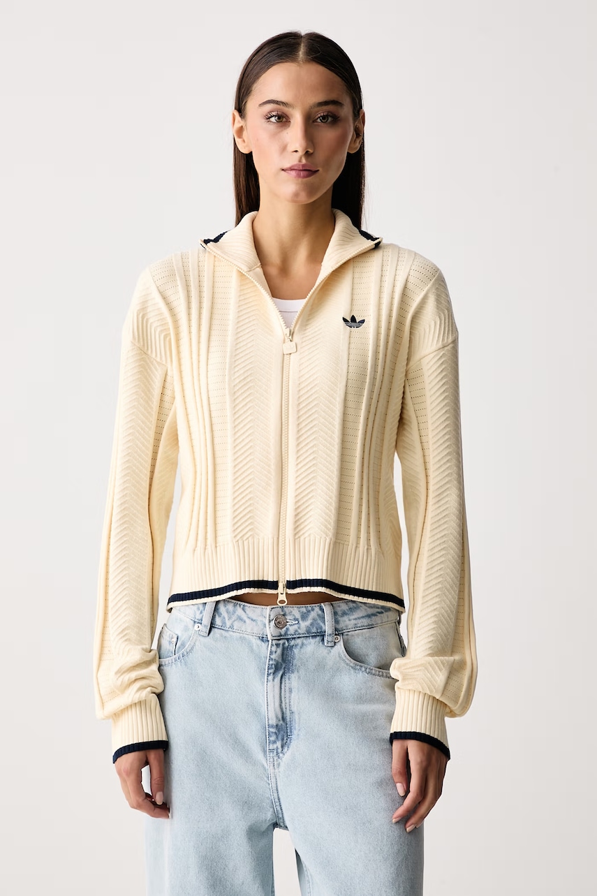 adidas Originals Cable Knit Firebird sweter rozpinany z wiskozą damski