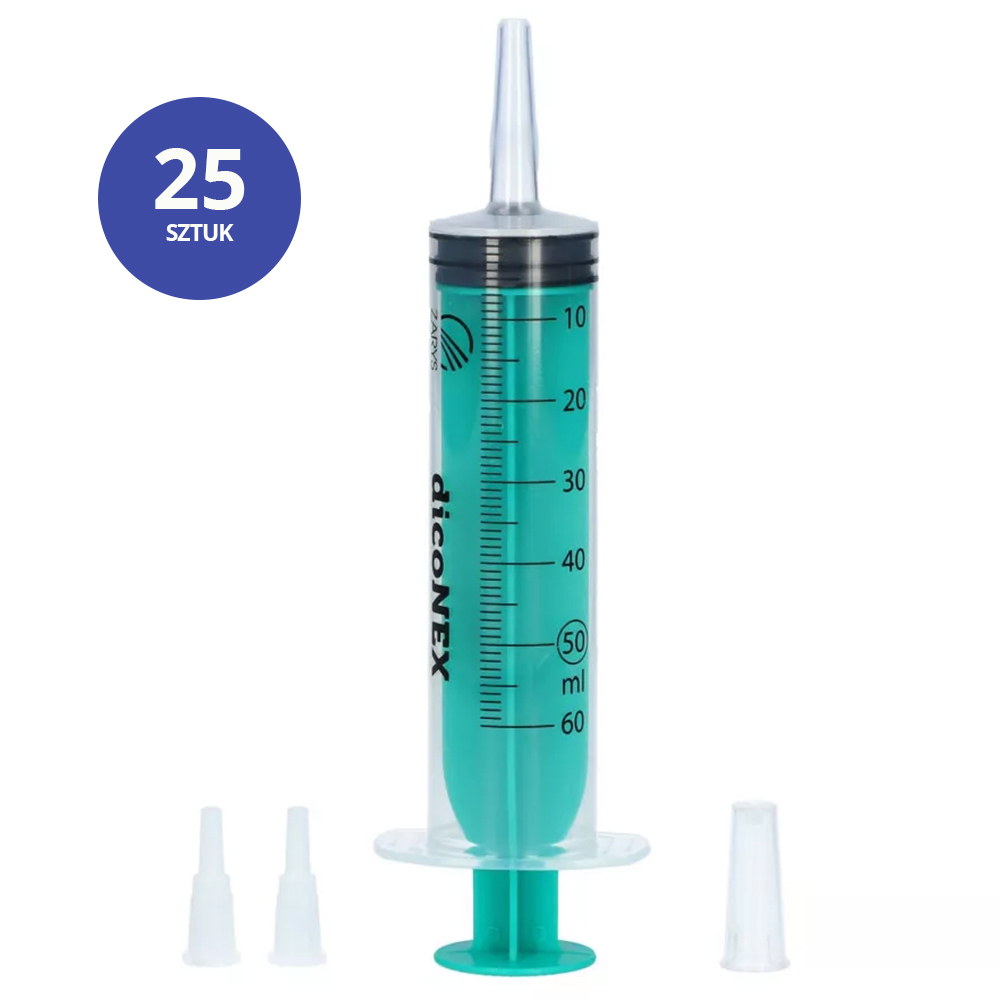 Zarys dicoNEX, strzykawka jednorazowa, 3-częściowa, cewnikowa, sterylna, 50 ml, 25 sztuk