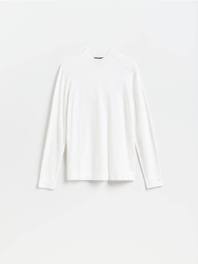 Reserved - Gładki sweter z półgolfem - biały