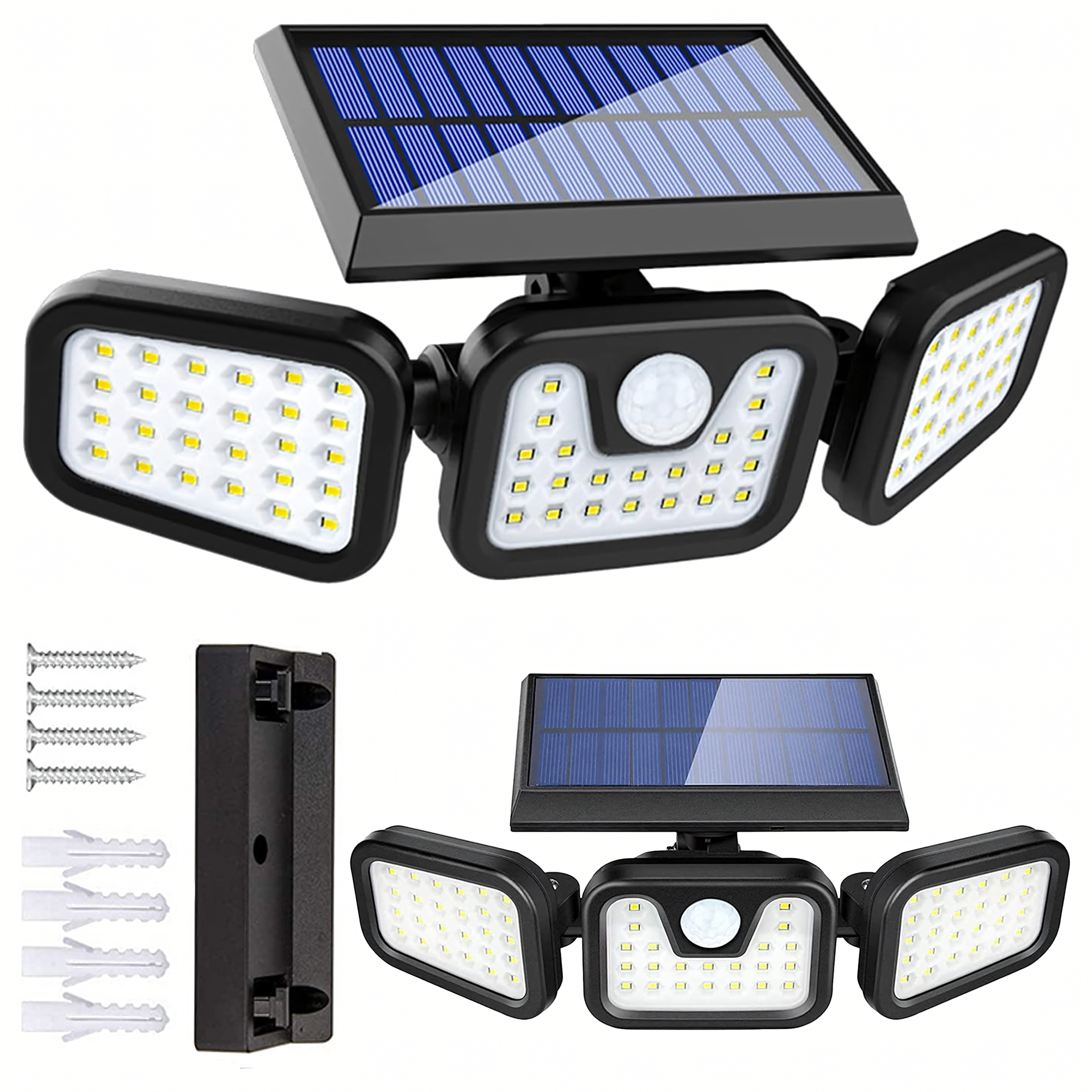 Lampa Solarna 74 Led 4w1 Zewnętrzna Uliczna Czujnik Ruchu Zmierzchu Mocna RC-K-1961
