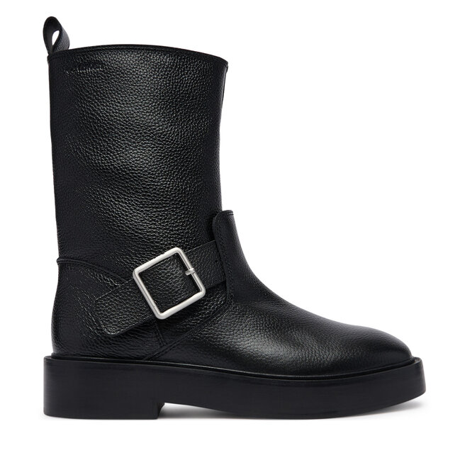 Botki Calvin Klein Conc Welt Mid Biker Boot Lth HW0HW03212 Czarny