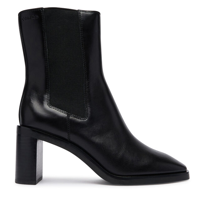Botki Calvin Klein Block Heel Chelsea Boot Lth HW0HW03177 Czarny