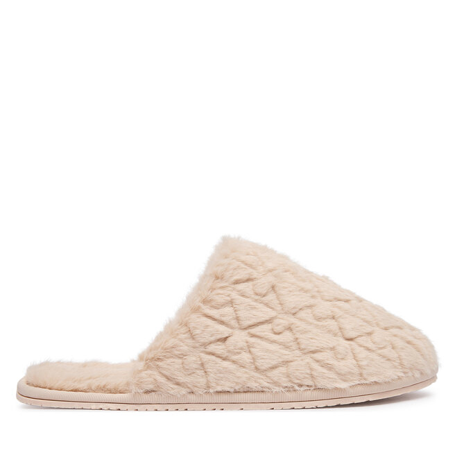 Kapcie Calvin Klein Home Slipper Fur Aop HW0HW03218 Beżowy