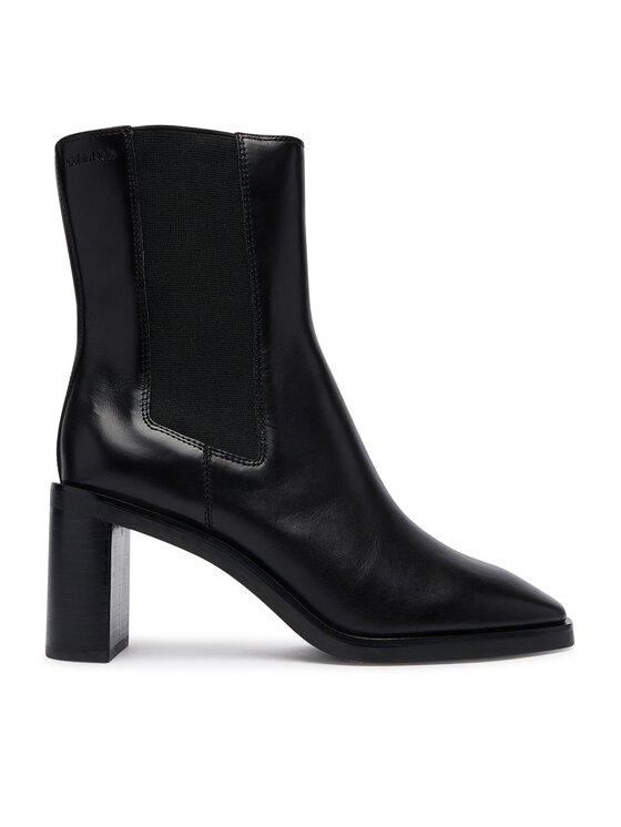 Calvin Klein Botki Block Heel Chelsea Boot Lth HW0HW03177 Czarny