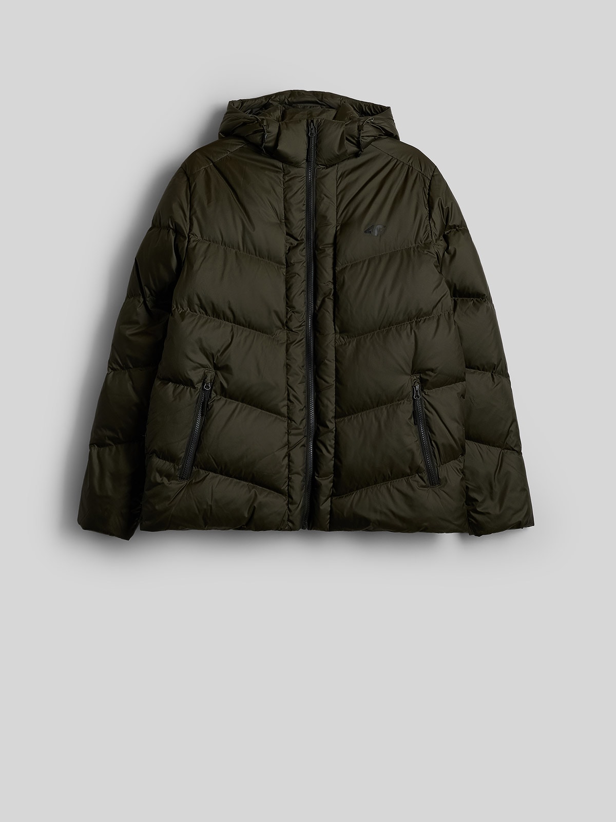 4F Kurtka zimowa puchowa z wypełnieniem naturalnym męska - khaki XXL