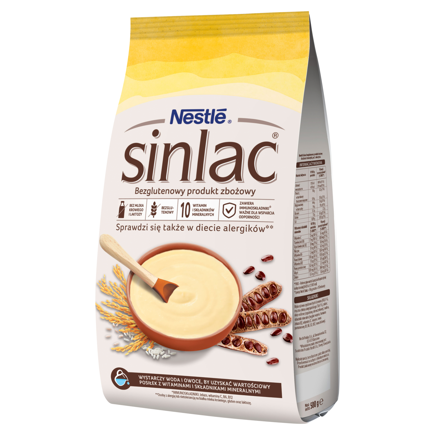 Nestle Sinlac, bezglutenowy produkt zbożowy, po 3 roku życia, 500 g
