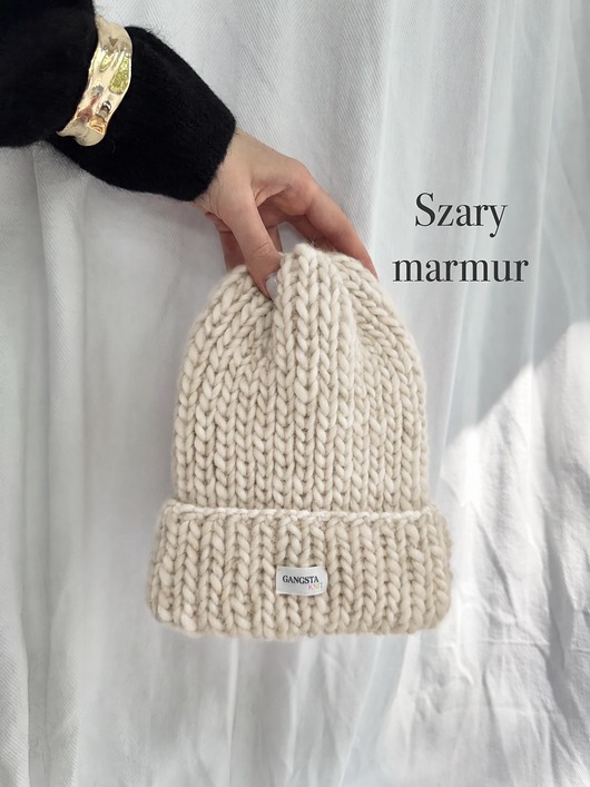 Czapka Lily 100% wełna *szary marmur*