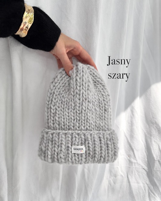 Czapka Lily 100% wełna *jasny szary*