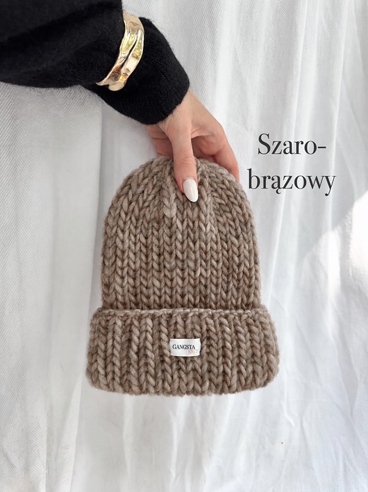 Czapka Lily 100% wełna *szaro-brązowy*