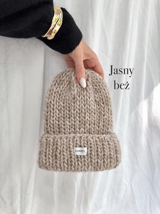 Czapka Lily 100% wełna *jasny beż*