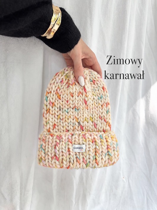 Czapka Lily 100% wełna *zimowy karnawał*