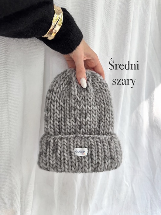 Czapka Lily 100% wełna *średni szary*