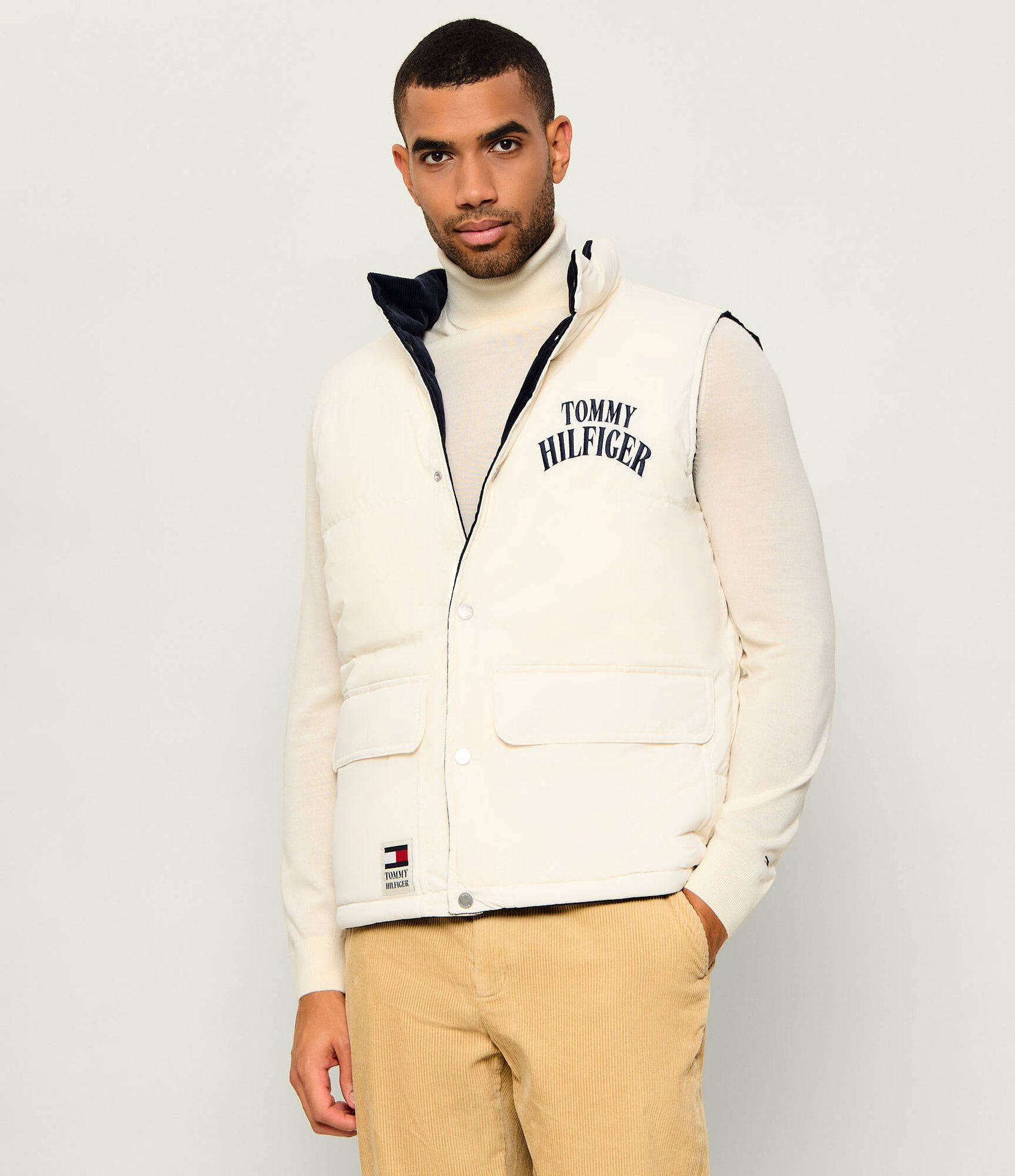 Tommy Hilfiger Puchowy dwustronny bezrękawnik Regular Fit sztruks