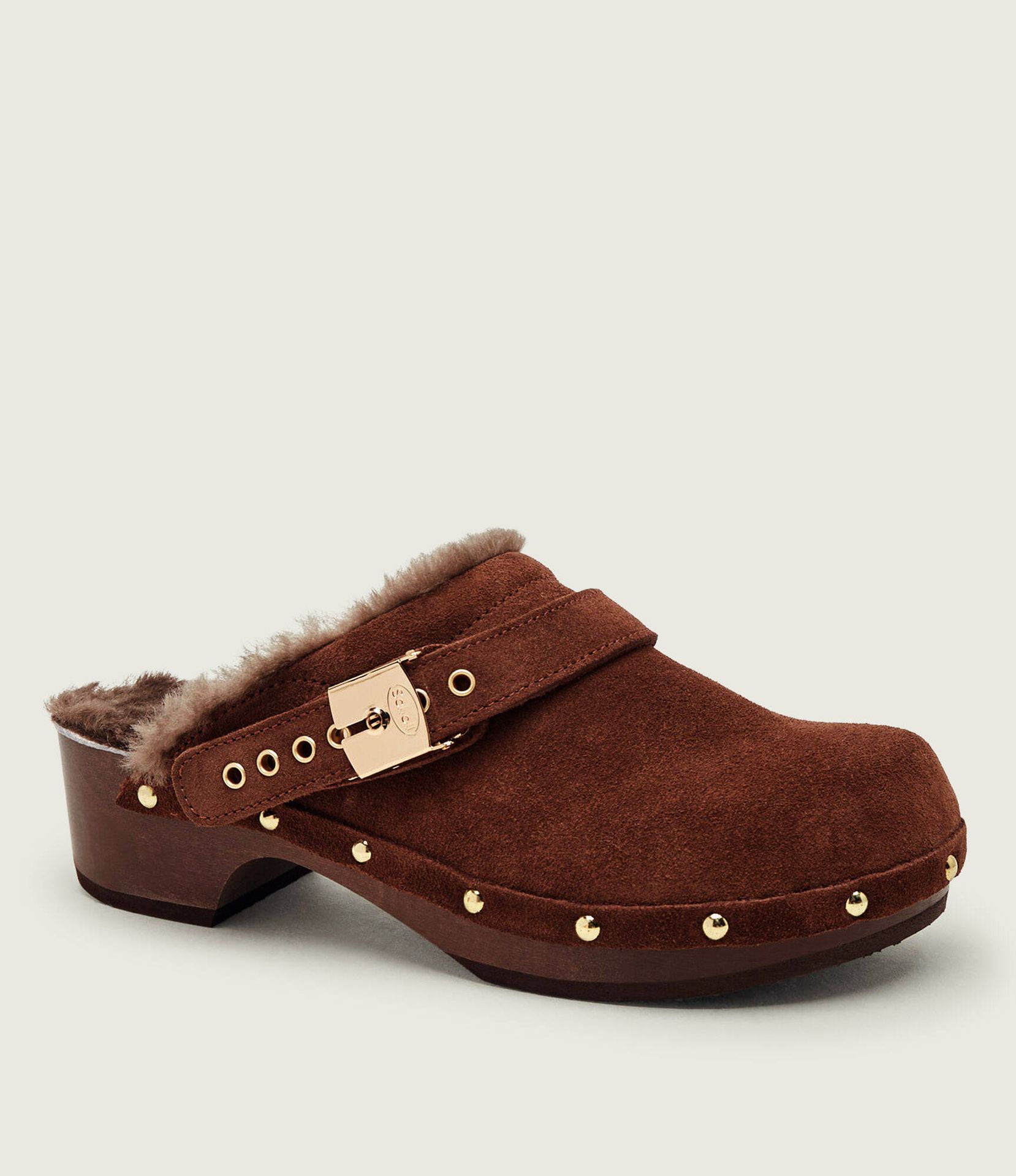 Scholl Mule Pescura Robin zamsz shearling z dodatkiem wełny