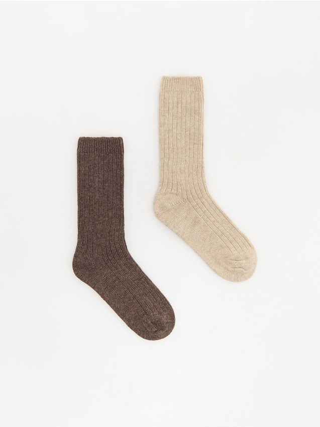 Reserved - Skarpety z domieszką wełny 2 pack - brązowy
