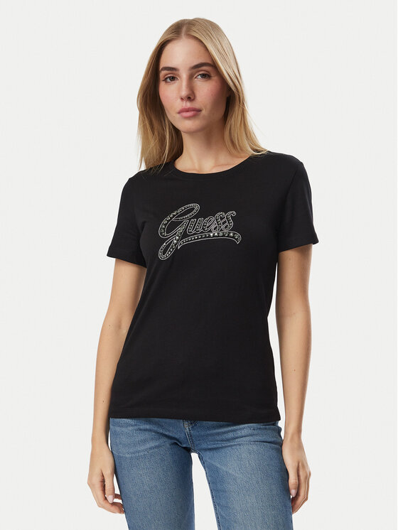 Guess T-Shirt W6BI21 K6040 Czarny Regular Fit