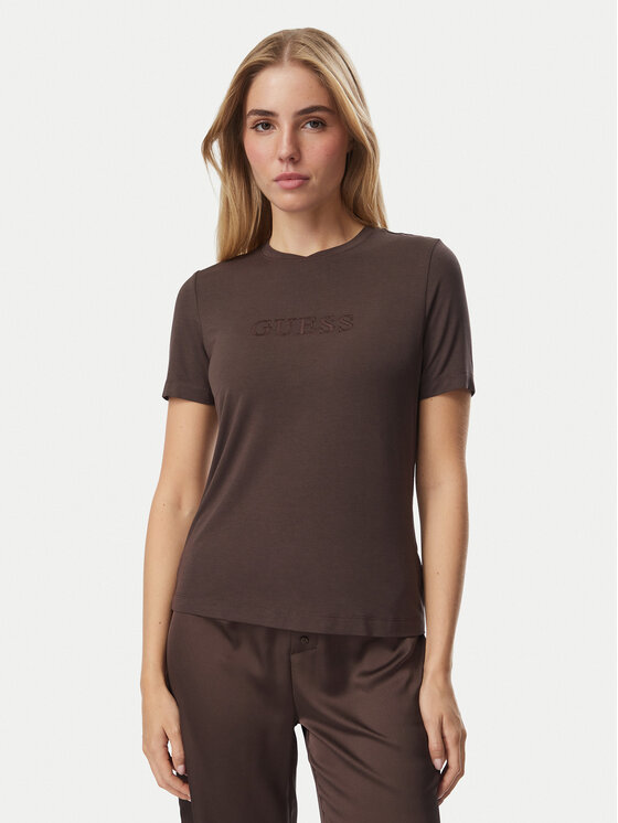Guess Koszulka piżamowa O6GI00 KBF92 Brązowy Regular Fit
