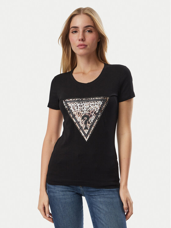 Guess T-Shirt W6BI26 K6047 Czarny Regular Fit